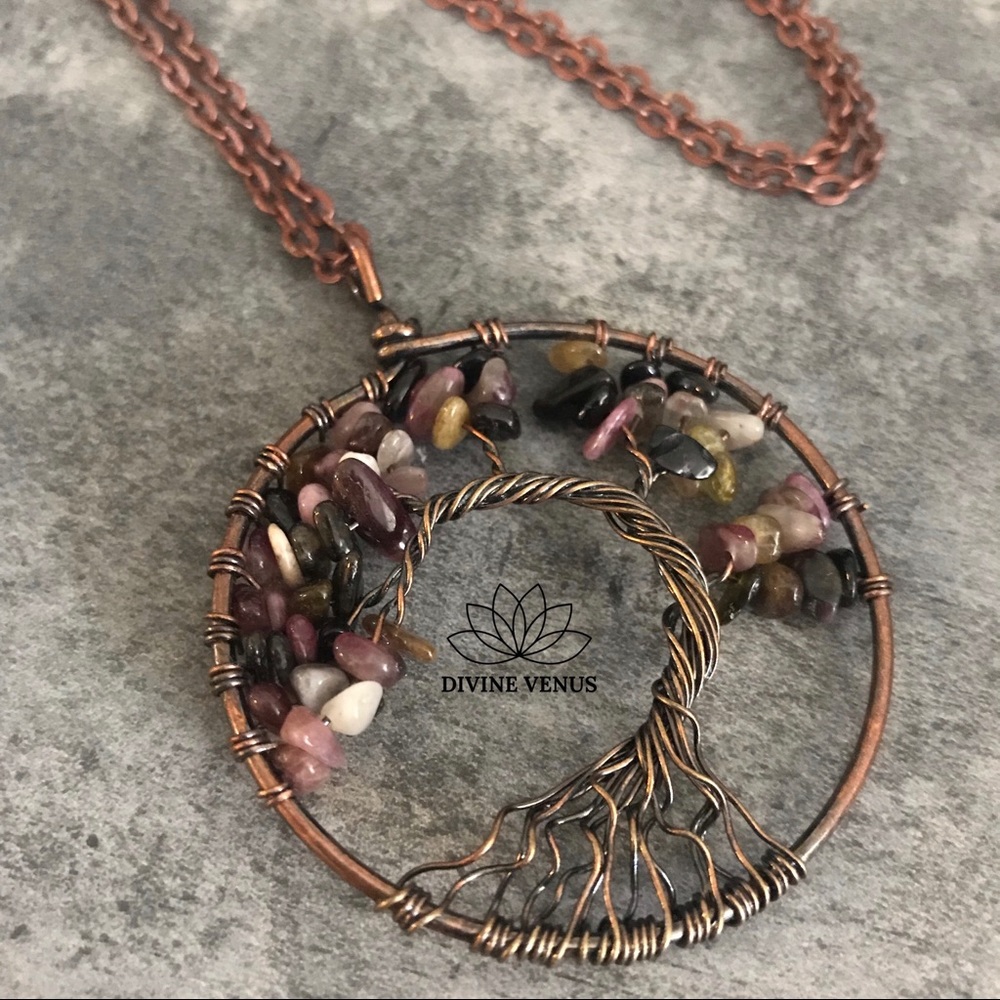 Tourmaline Tree of Life Necklace - Picture 7 of 8